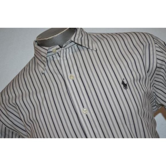 Striped Gray/Black Polo by Ralph Lauren Men's Shirt - Picture 4 of 7